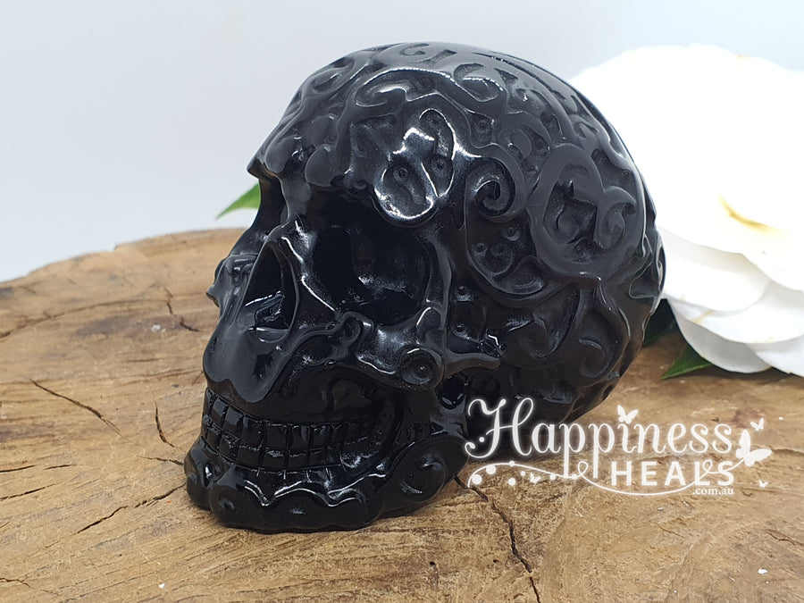 Black Obsidian Skull