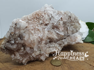 Clear Quartz Cluster With Hematite