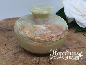 Green Onyx Apple Candy Jar: Elegance in Natural Stone