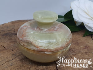 Green Onyx Apple Candy Jar: Elegance in Natural Stone