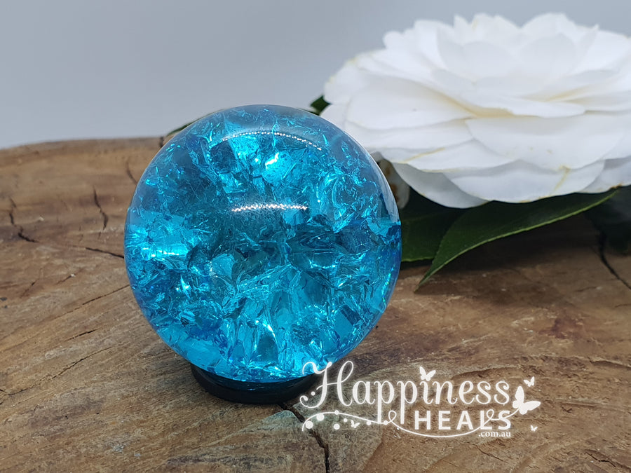 Crackle Blue Quartz Sphere