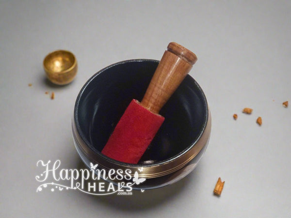 Black Singing Bowl with Chakra Symbols: Harmonize Your Energy