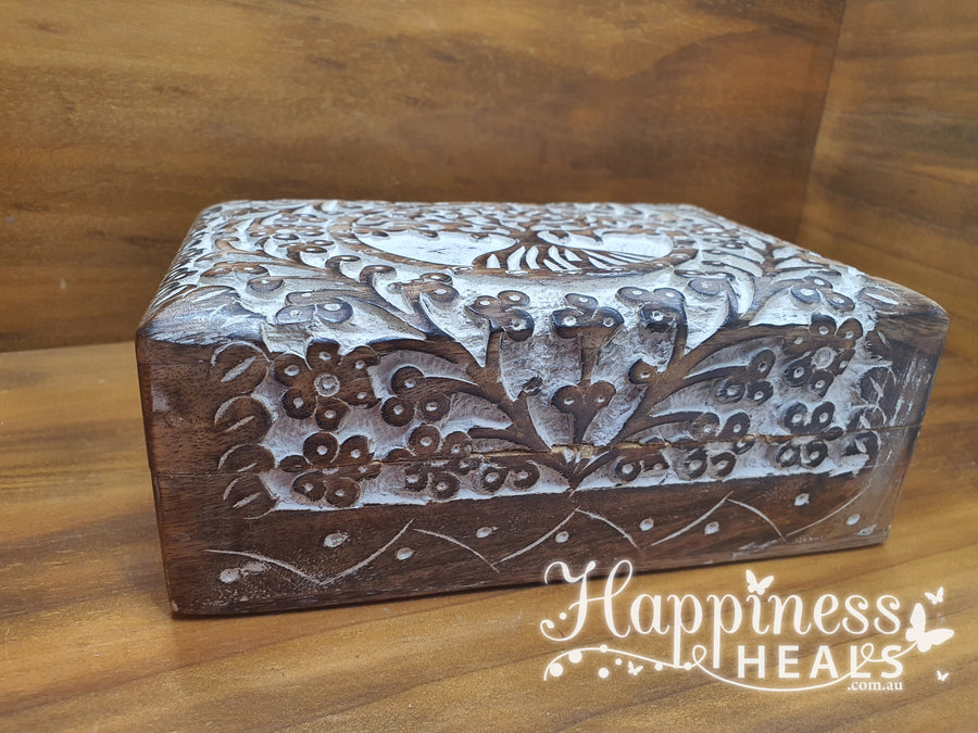 Tree of Life Carved Wooden Box