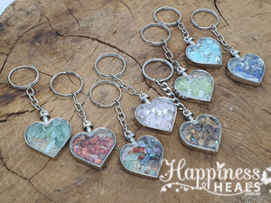 Heart Chip Crystal Keyring