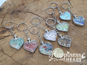 Heart Chip Crystal Keyring