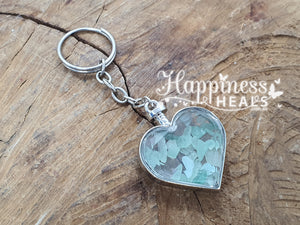 Heart Chip Crystal Keyring