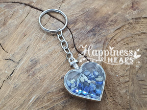 Heart Chip Crystal Keyring