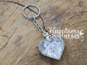 Heart Chip Crystal Keyring