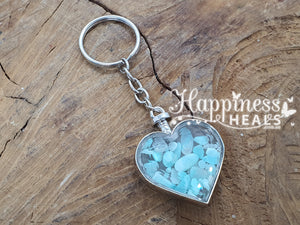 Heart Chip Crystal Keyring