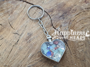 Heart Chip Crystal Keyring