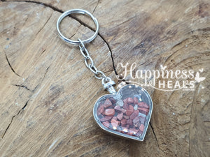 Heart Chip Crystal Keyring