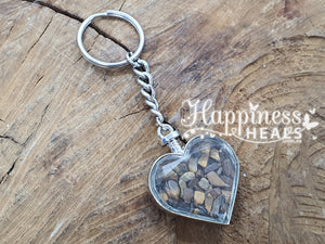 Heart Chip Crystal Keyring