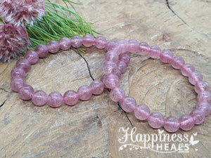 🍓 Strawberry Quartz Bracelet – 8mm Ball Beads 🍓