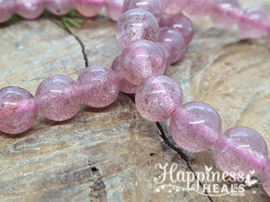 🍓 Strawberry Quartz Bracelet – 8mm Ball Beads 🍓