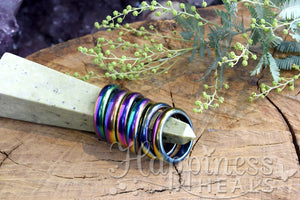 Rainbow Hematite Rings